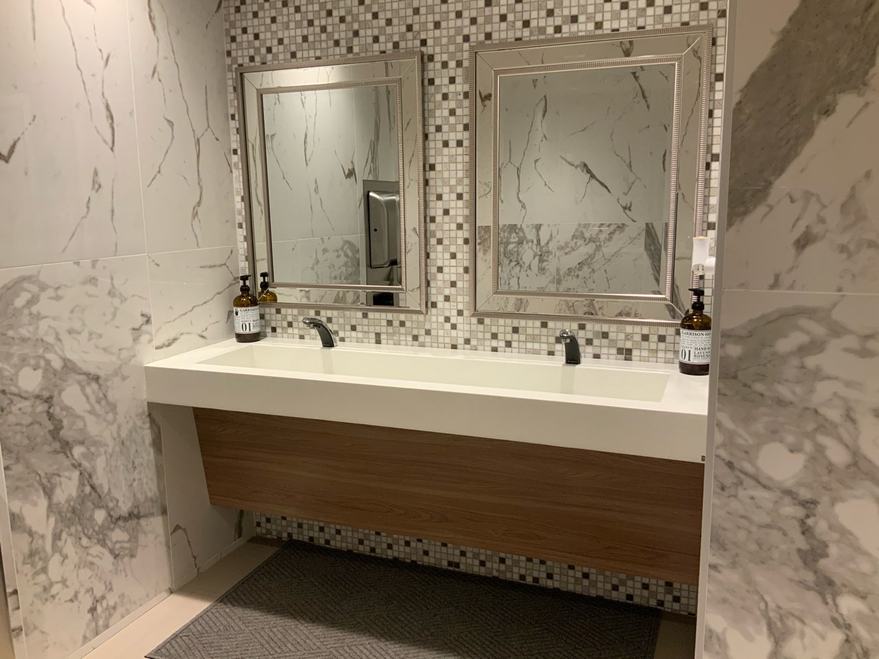 Beautiful sink area in dealership bathroom