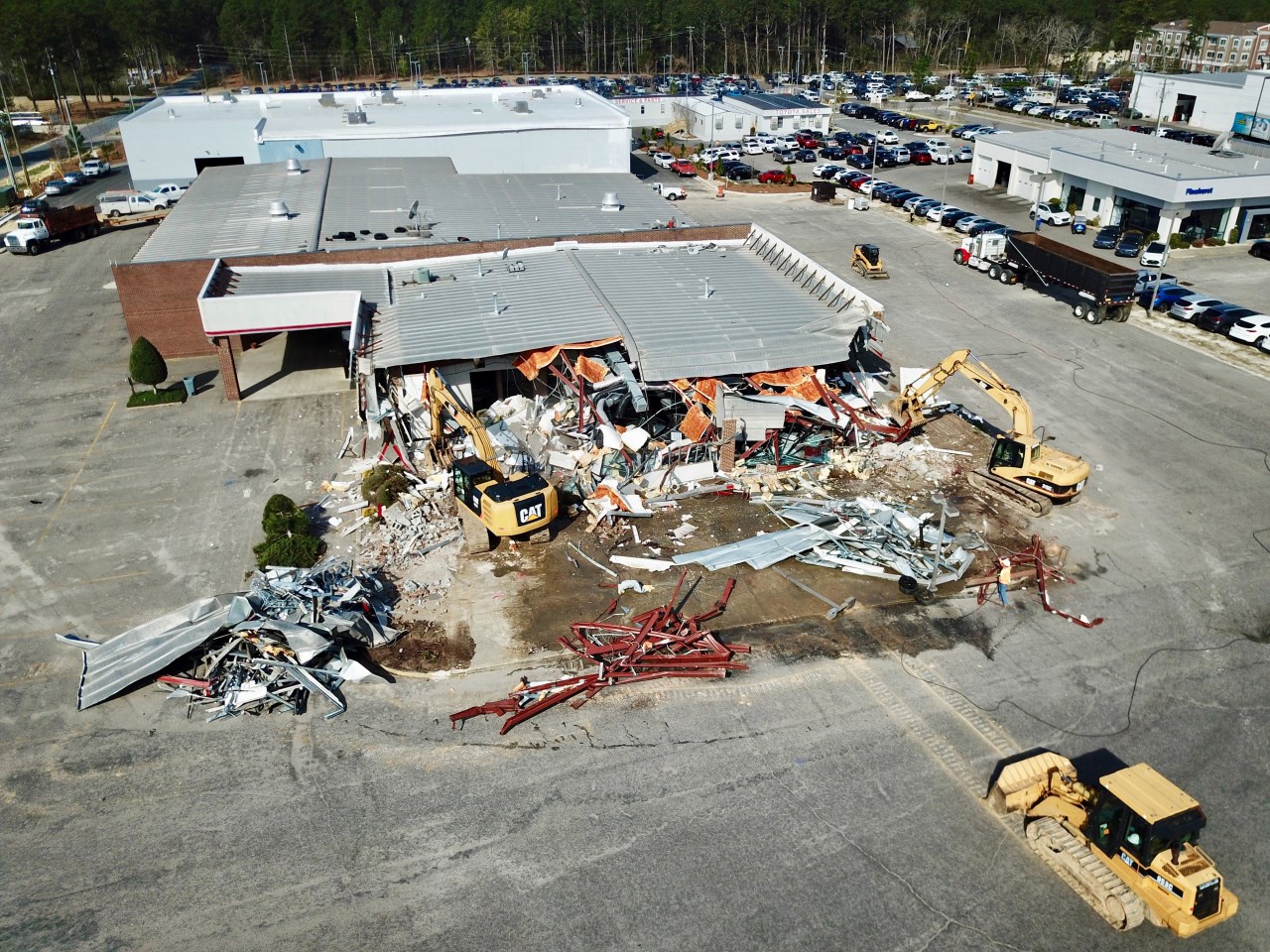 Tearing down the old dealership. Selecting a good General Contractor will make sure all phases go smoothly