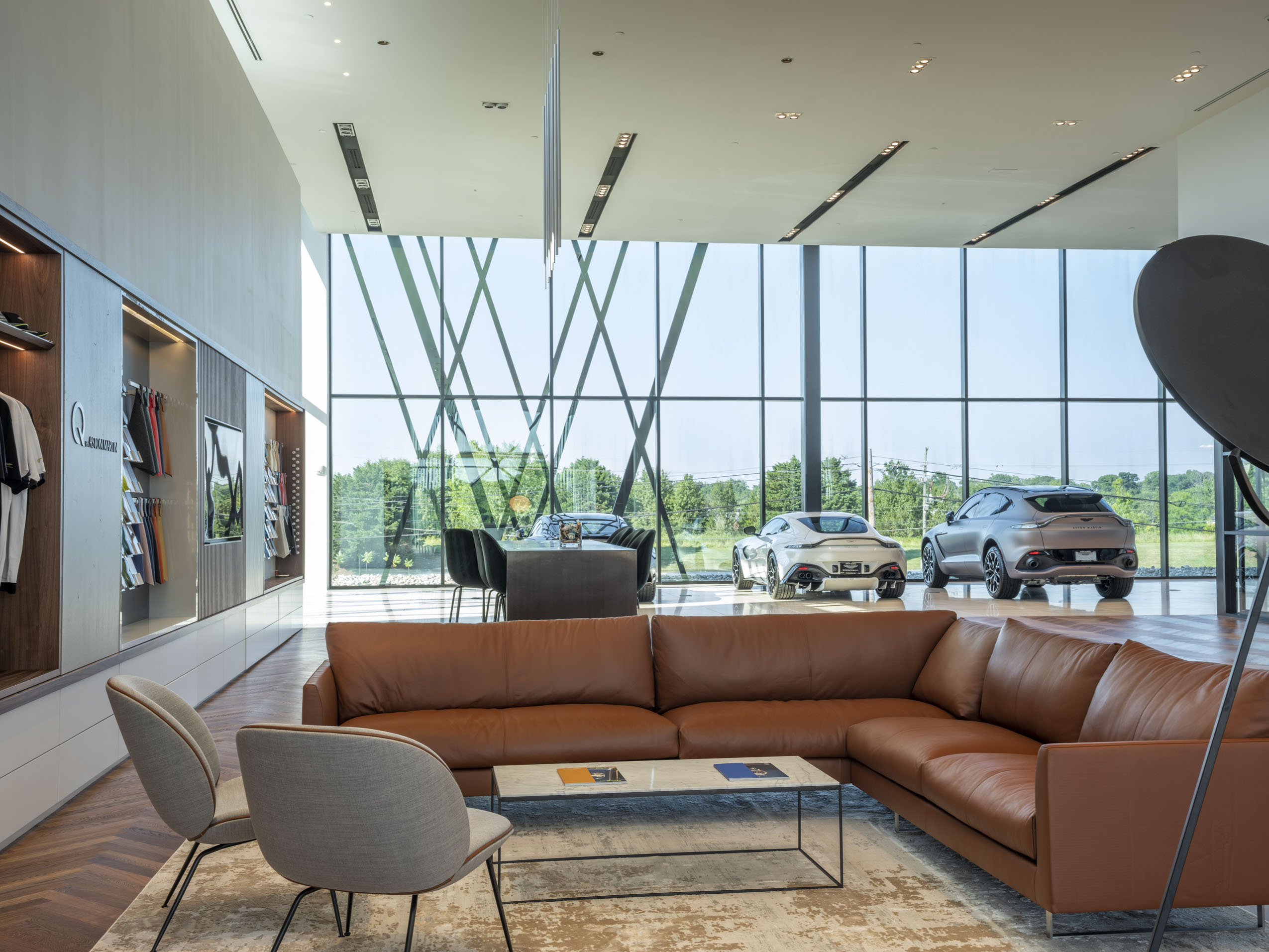 Leather couches in the Exclusive Automotive Aston Martin/Bentley of Loudon dealership