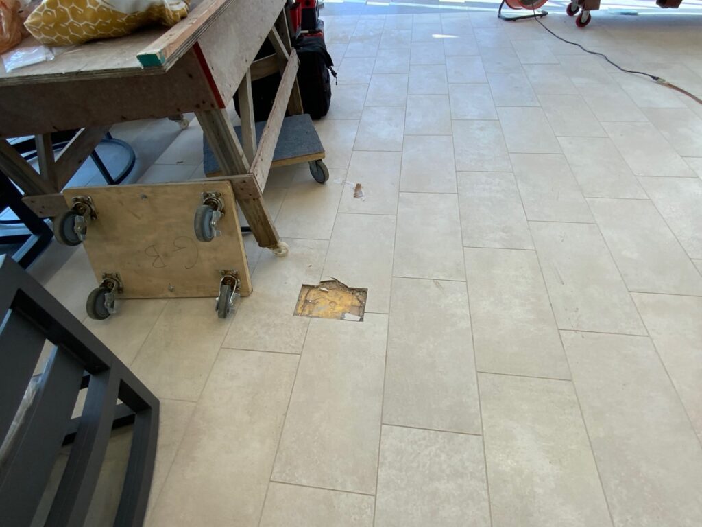 Brand new floor tiles already damaged